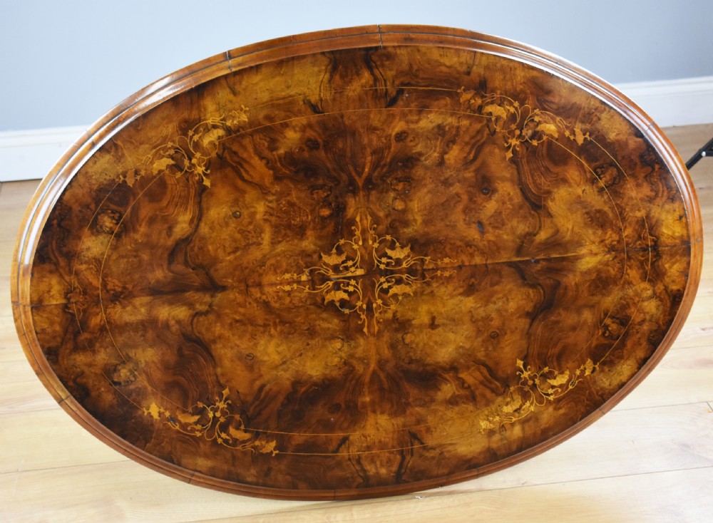 Victorian Burr Walnut Inlaid Coffee Table View V