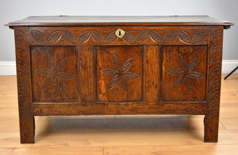 Georgian Carved Oak Coffer View II