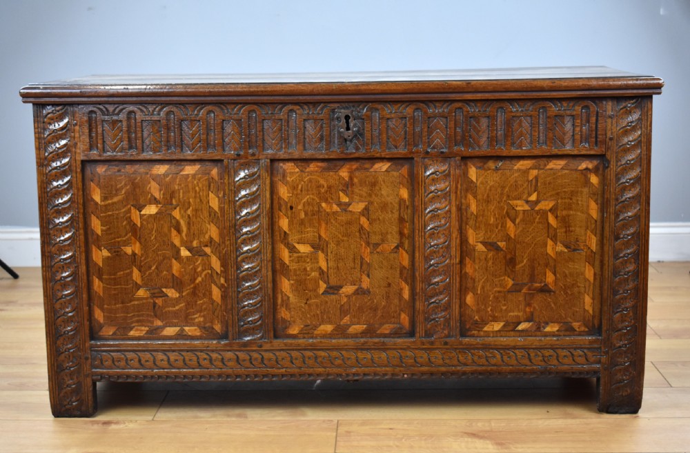 Georgian Oak and Inlaid Coffer View II
