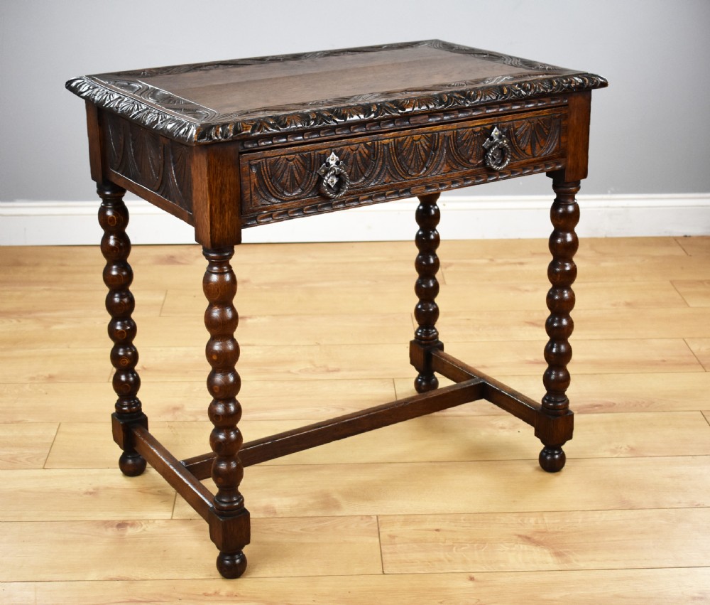 Victorian Carved Oak Side Table