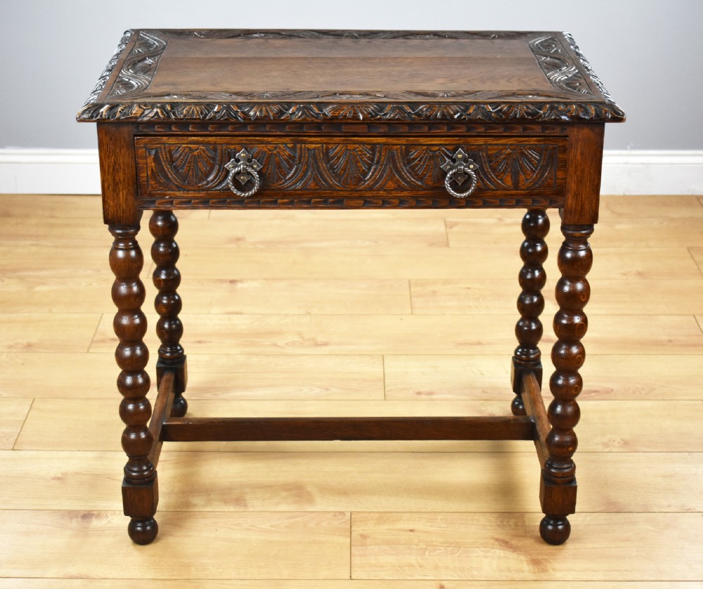 Victorian Carved Oak Side Table View II