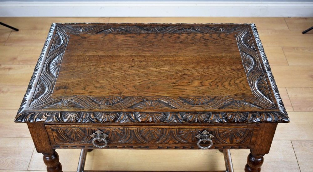 Victorian Carved Oak Side Table View III