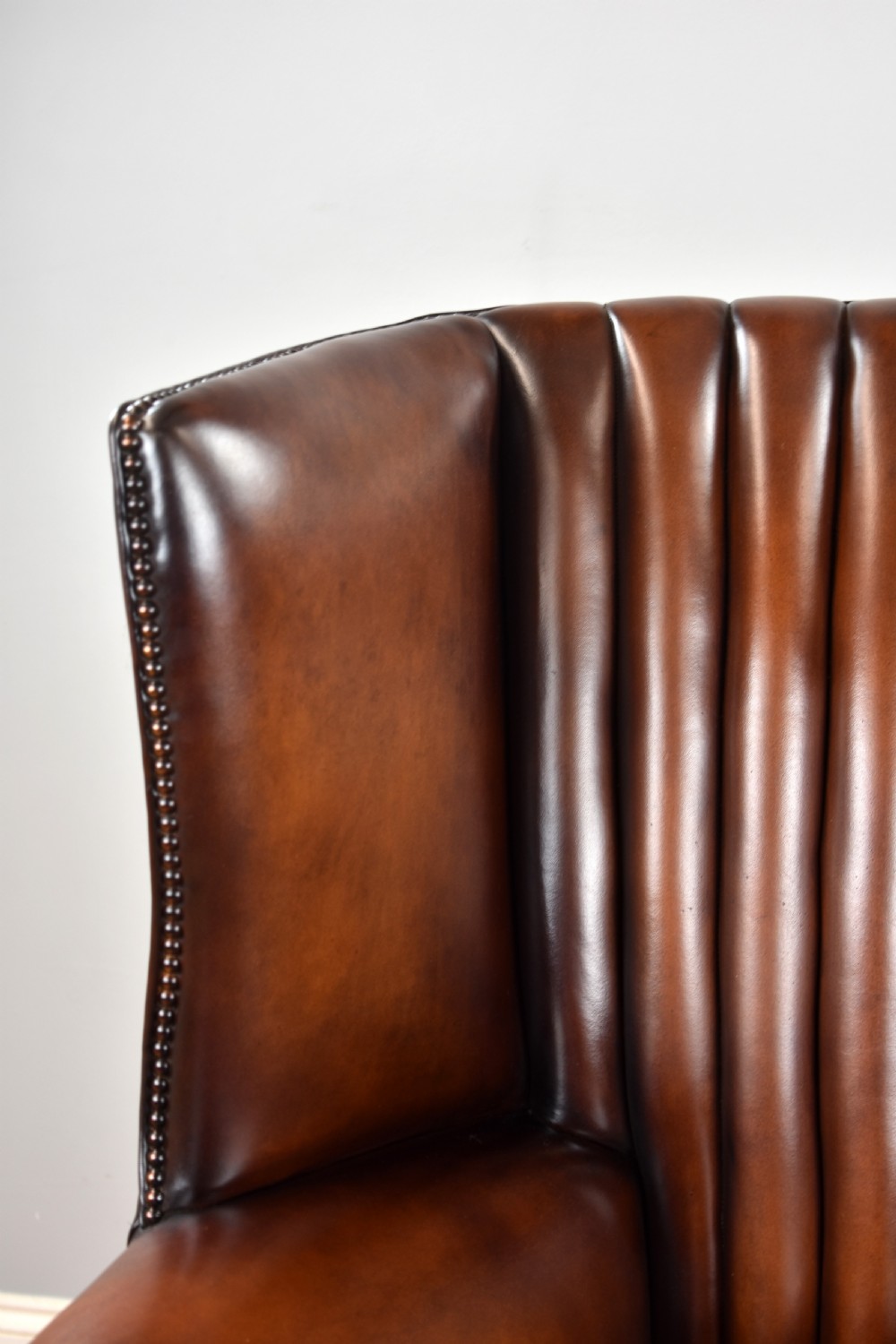 Antique Hand Dyed Leather Barrel Back Armchair View VII