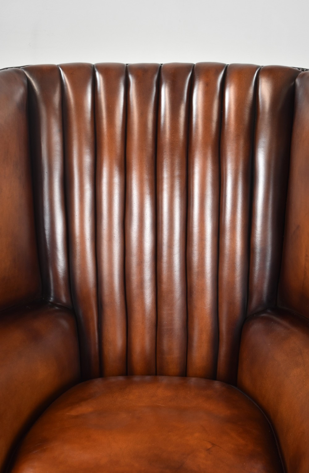 Antique Hand Dyed Leather Barrel Back Armchair View VIII