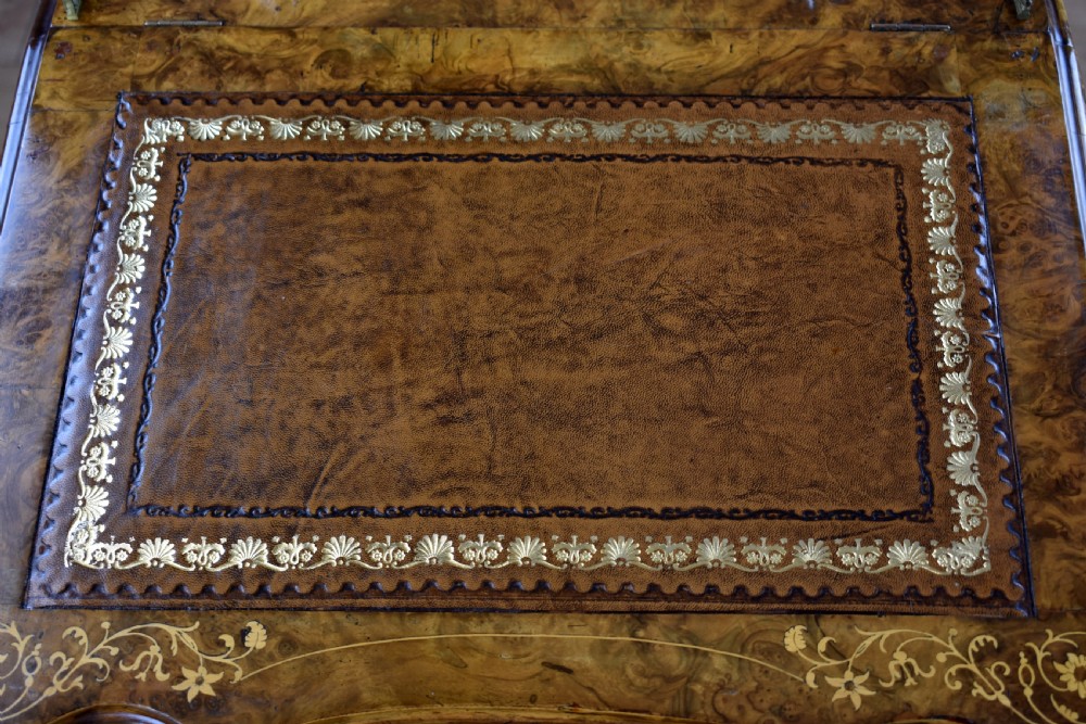Victorian Inlaid Burr Walnut Davenport View VII