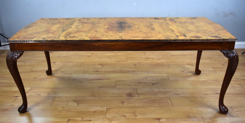 Queen Anne Style Burr Walnut Table & 6 Chairs View II