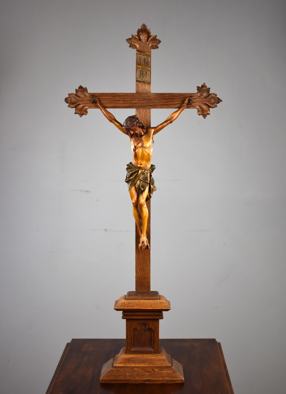 Early 20th Century Carved Oak Crucifix