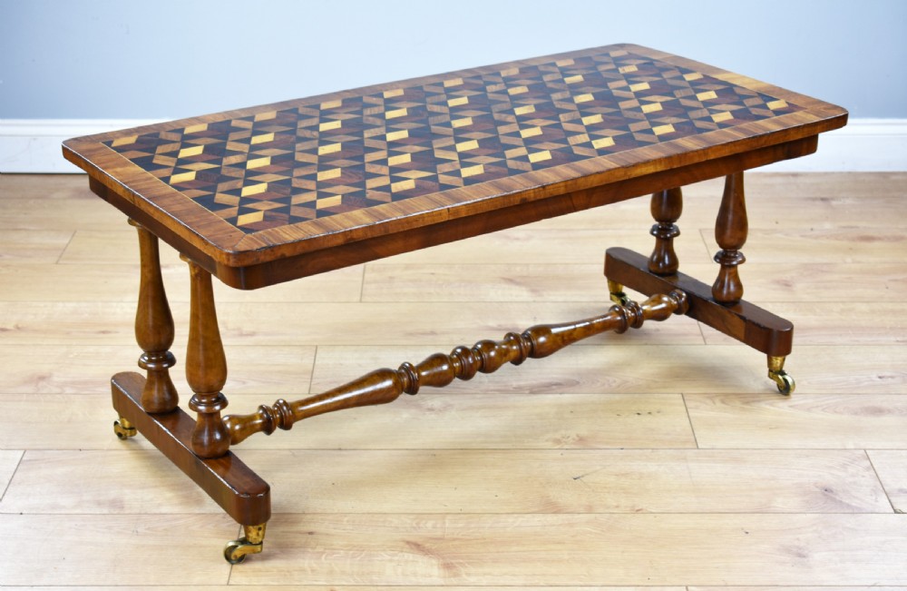 Victorian Walnut and Parquetry Inlaid Coffee Table