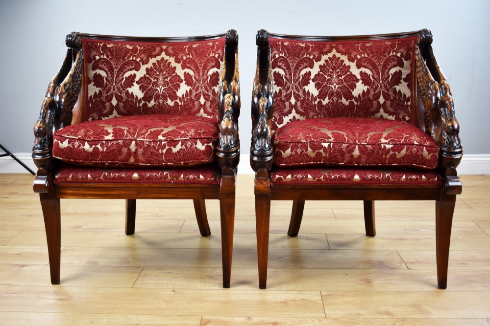 Pair of French Empire Style Tub Chairs View II
