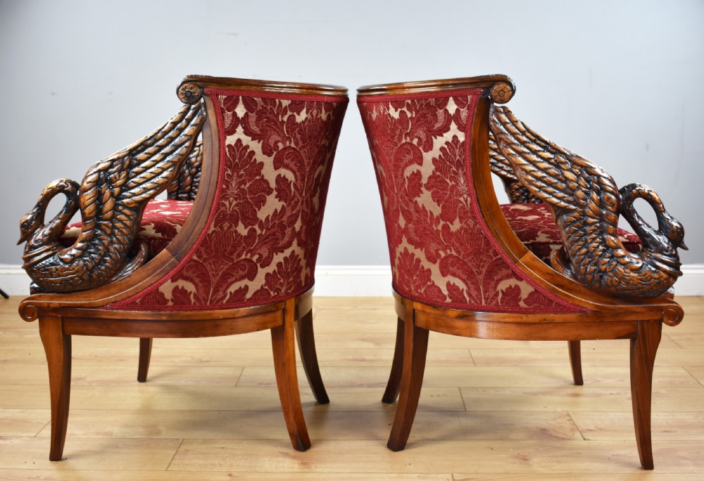 Pair of French Empire Style Tub Chairs View V