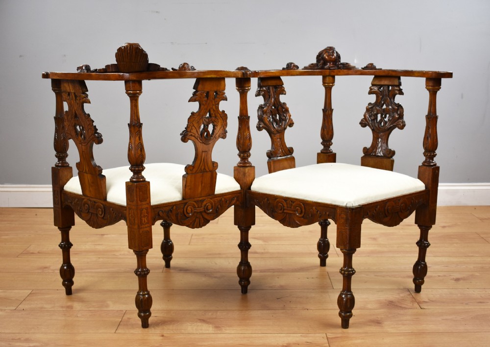 Victorian Mahogany Carved Love Seat
