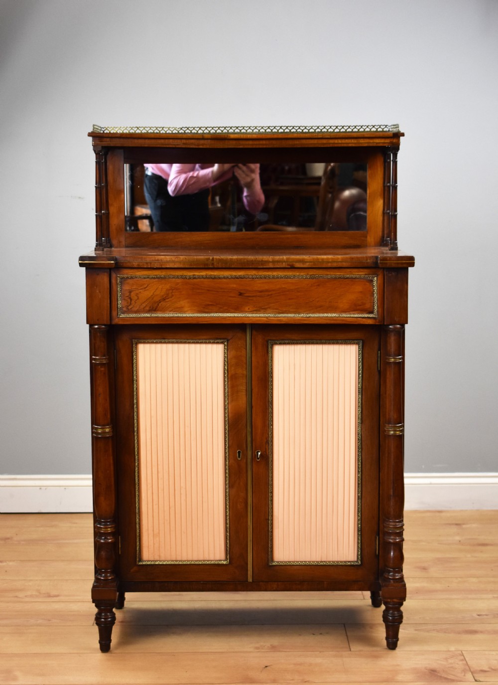 Regency Rosewood and Brass Inlaid Chiffonier  View II