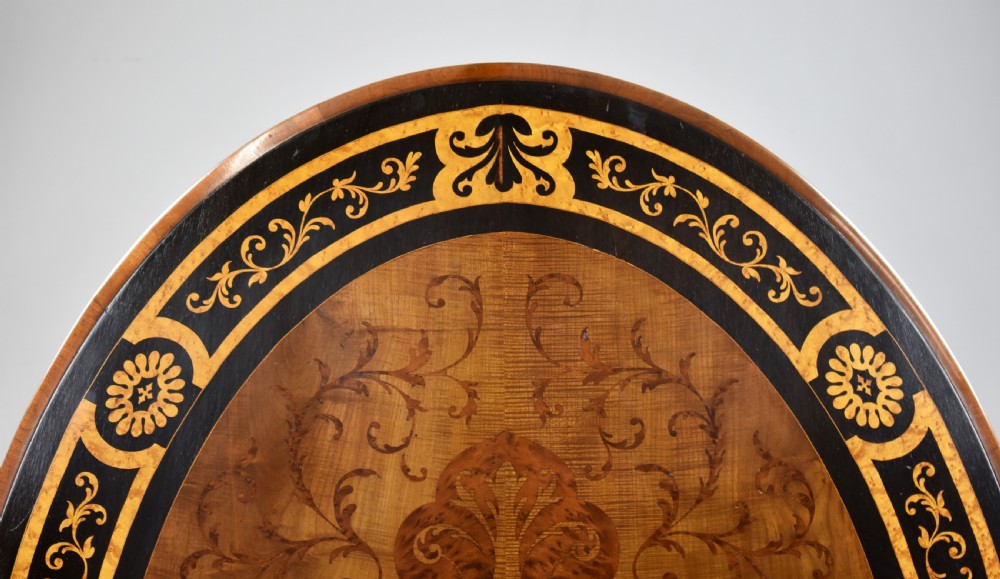Victorian Burr Walnut & Marquetry Oval Breakfast Table View III