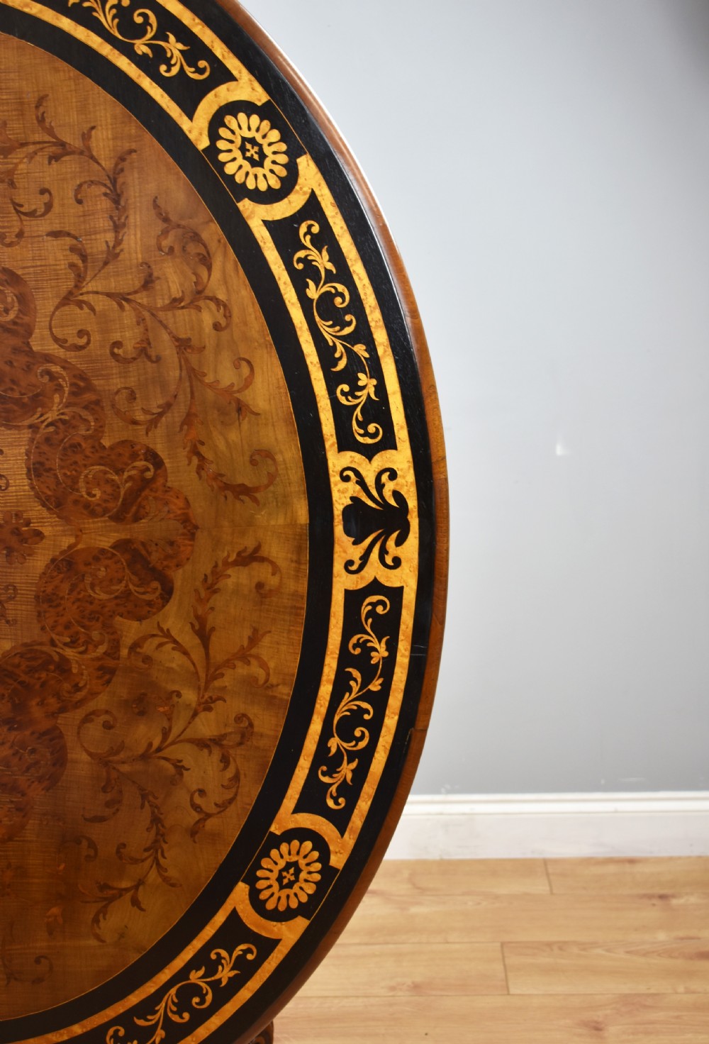 Victorian Burr Walnut & Marquetry Oval Breakfast Table View IV