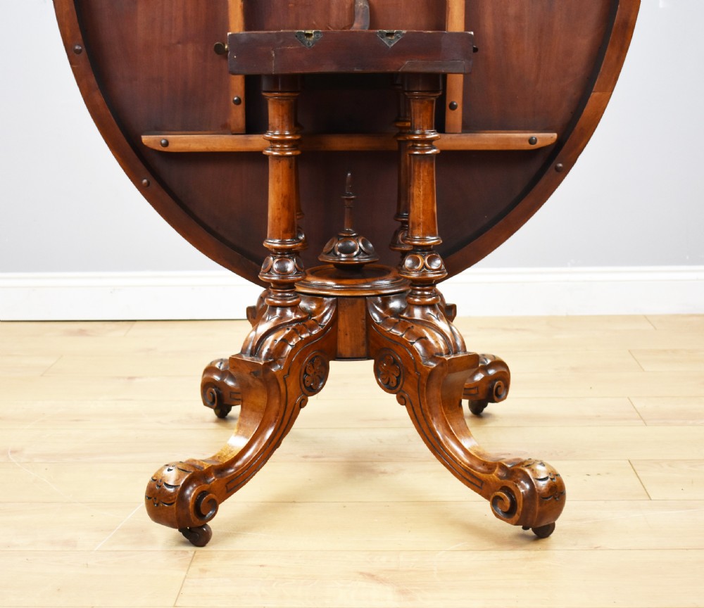 Victorian Burr Walnut & Marquetry Oval Breakfast Table View VIII