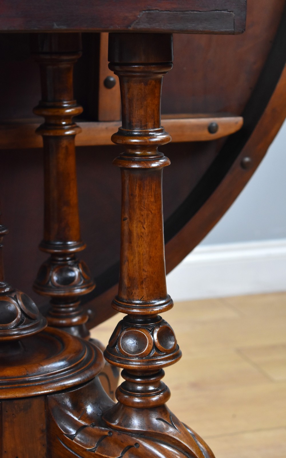 Victorian Burr Walnut & Marquetry Oval Breakfast Table View IX