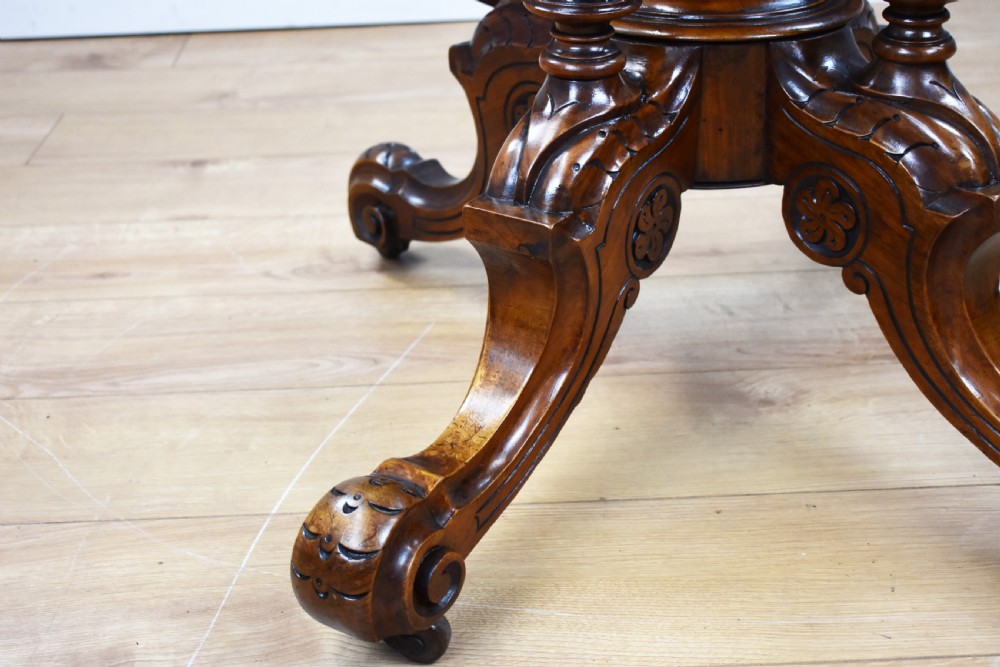 Victorian Burr Walnut & Marquetry Oval Breakfast Table View XI