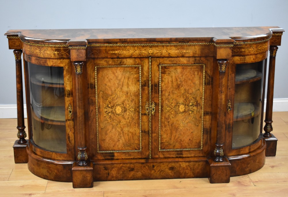 Victorian Burr Walnut Inlaid Credenza View II