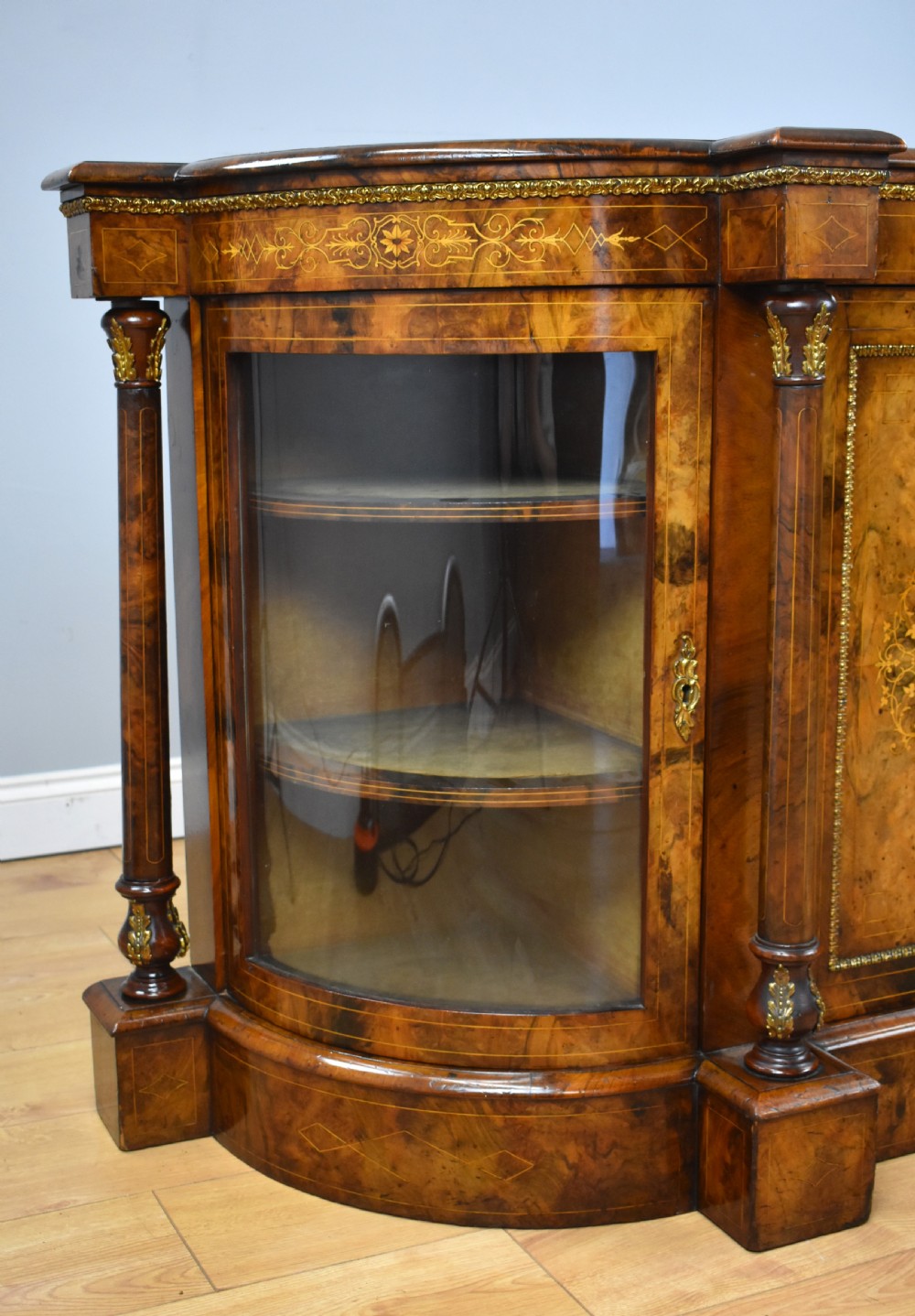 Victorian Burr Walnut Inlaid Credenza View III