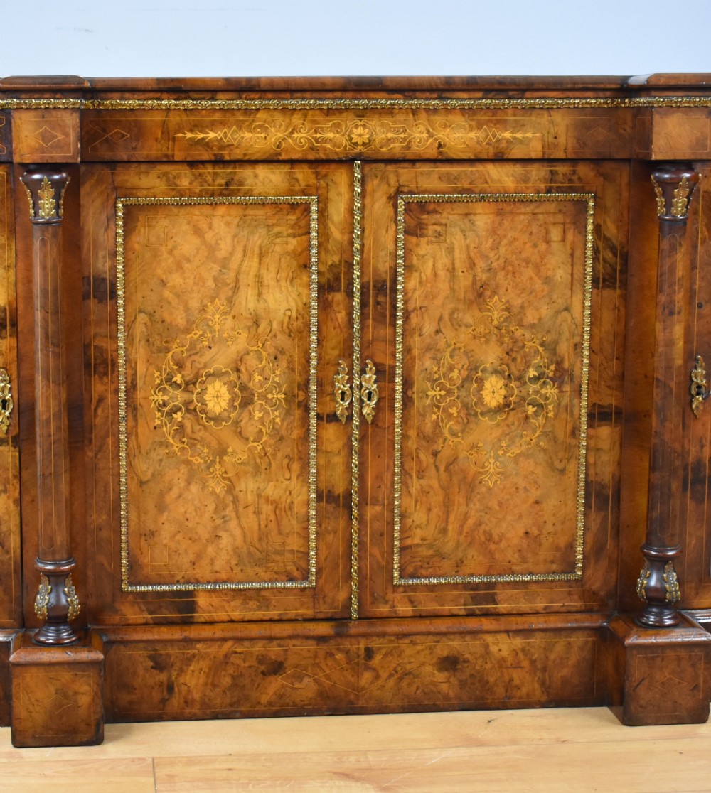 Victorian Burr Walnut Inlaid Credenza View IV