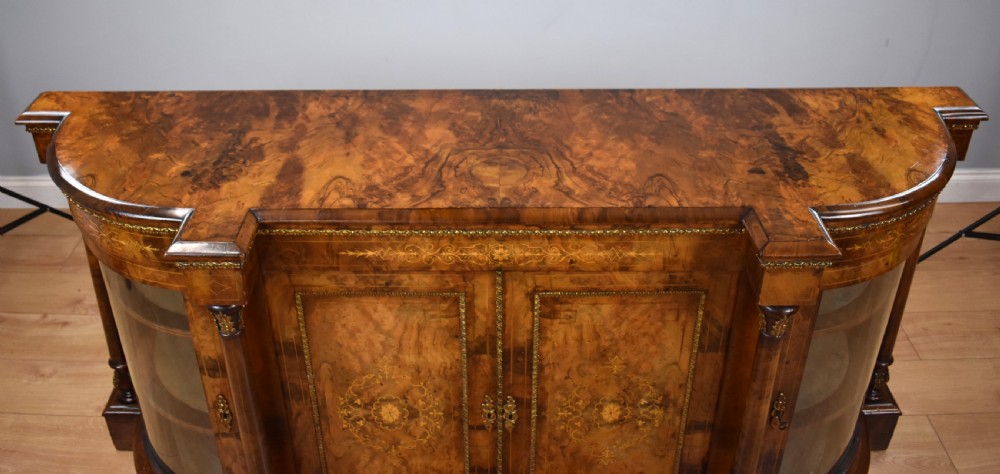 Victorian Burr Walnut Inlaid Credenza View VI