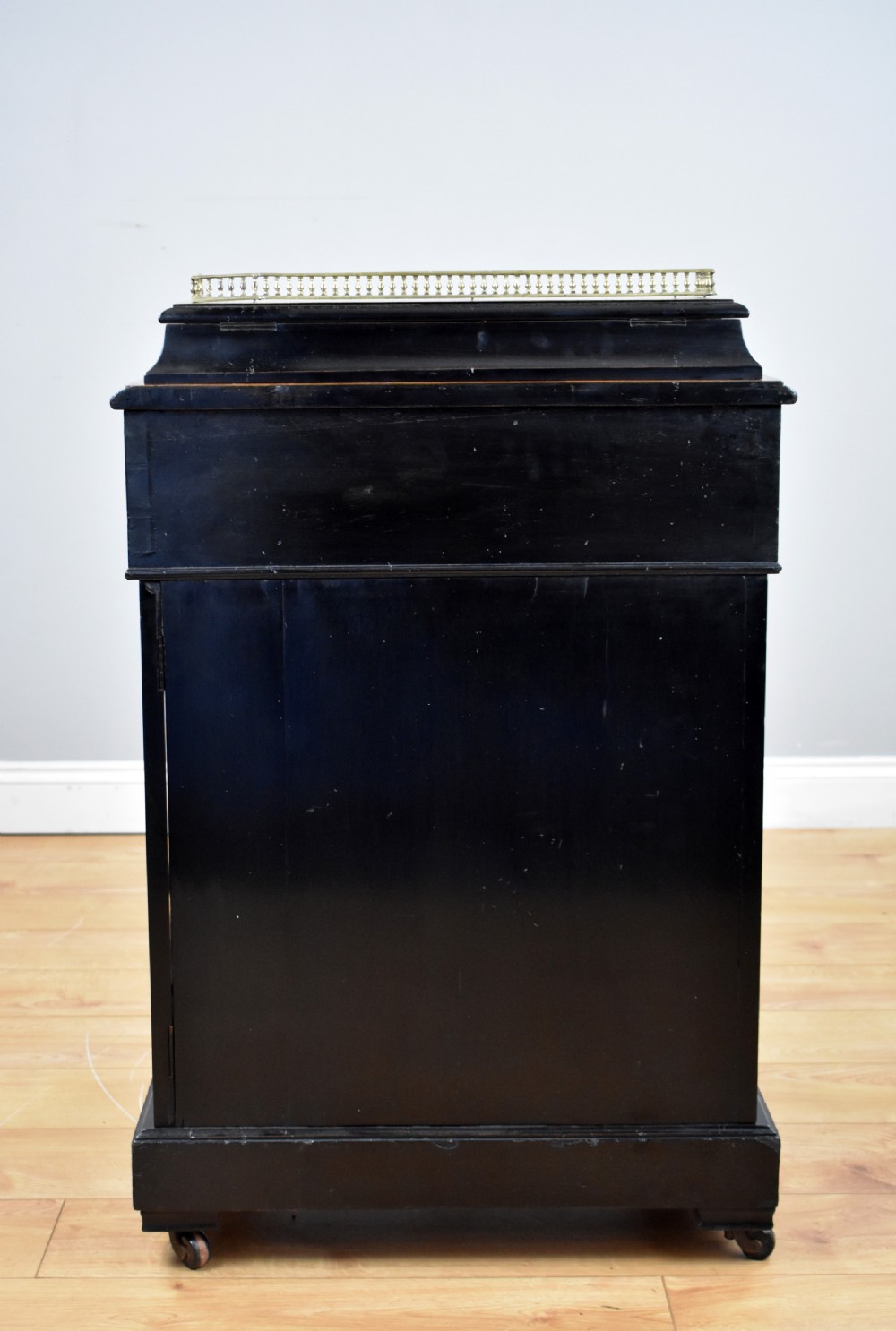 Victorian Ebony and Amboyna Inlaid Davenport View VI