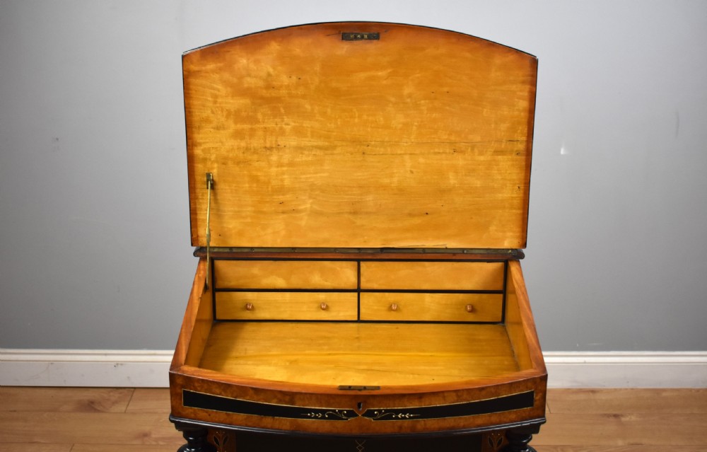 Victorian Ebony and Amboyna Inlaid Davenport View XIII