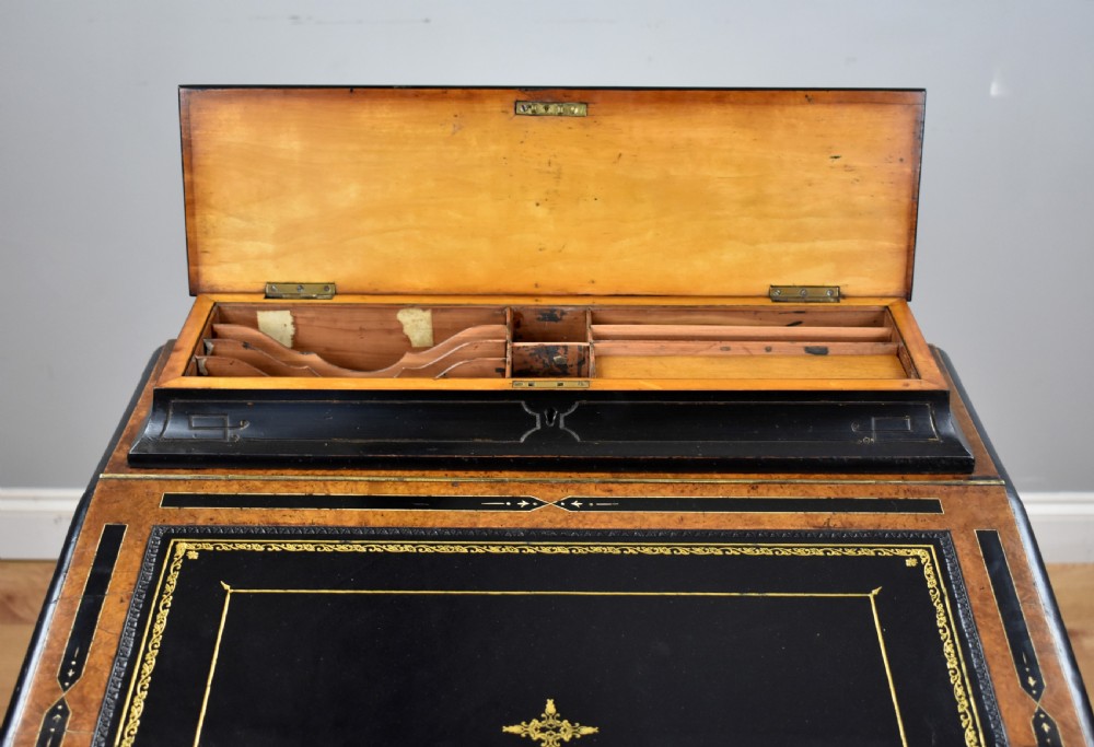Victorian Ebony and Amboyna Inlaid Davenport View XIV