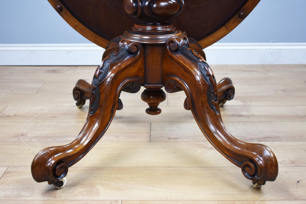 Victorian Burr Walnut Oval Tilt Top Breakfast Table View V