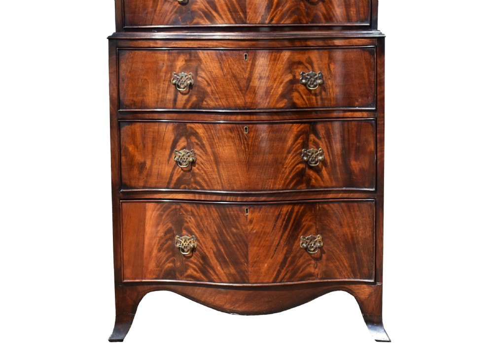Edwardian Flame Mahogany Serpentine Chest on Chest View IV