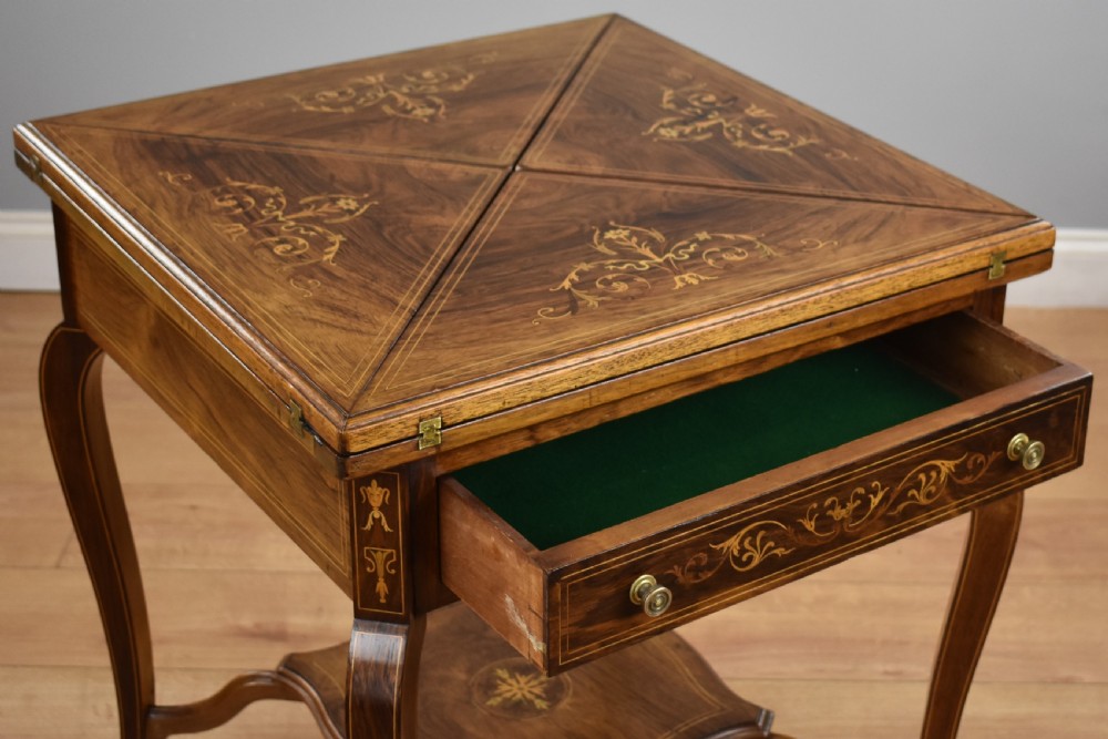 Late Victorian Rosewood Envelope Card Table View IX