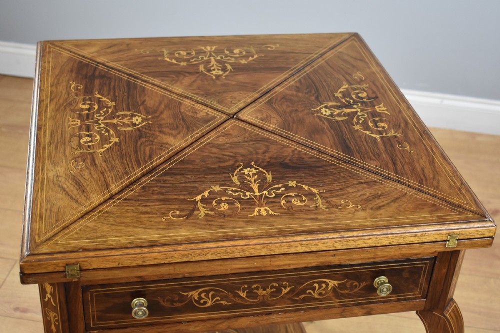 Late Victorian Rosewood Envelope Card Table View XII