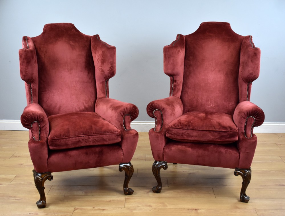 Pair of Antique Wing Back Armchairs