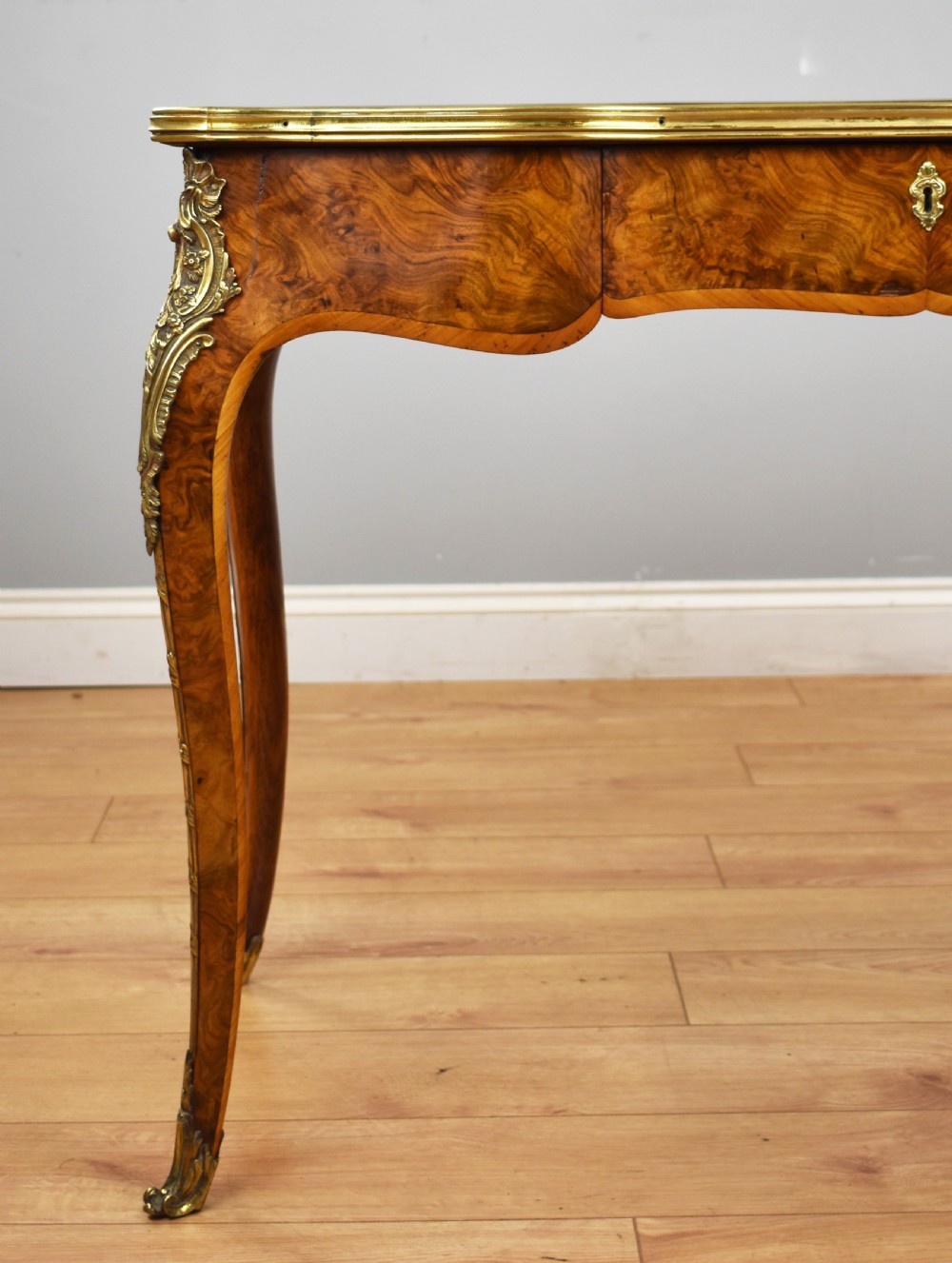 Victorian Louis XV Style Burr Walnut Writing Table View III