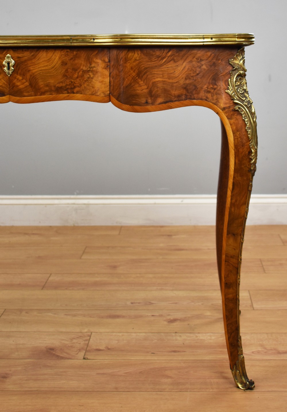 Victorian Louis XV Style Burr Walnut Writing Table View V