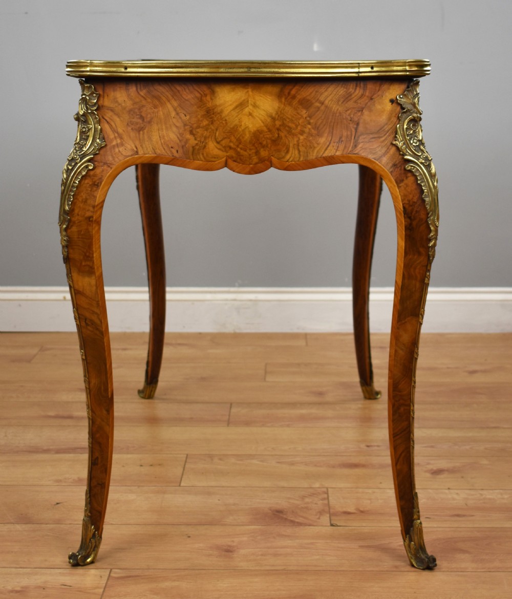 Victorian Louis XV Style Burr Walnut Writing Table View VI