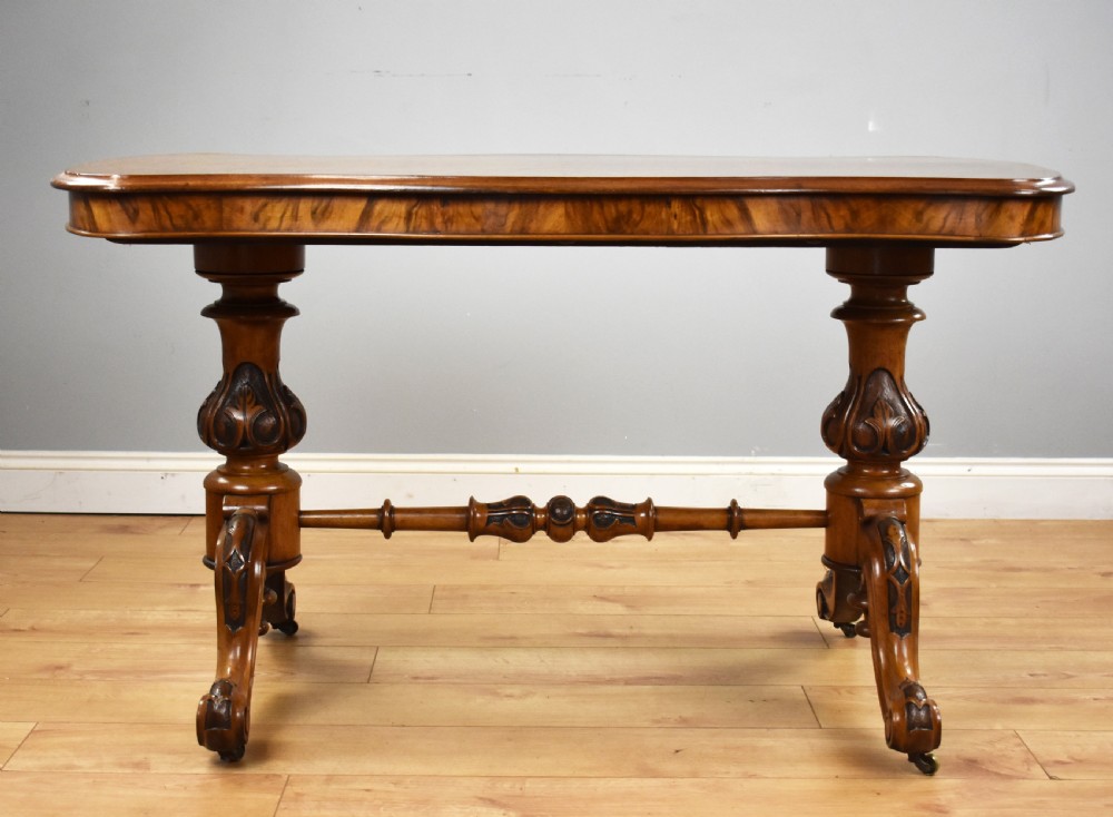 Victorian Burr Walnut Stretcher Table View III