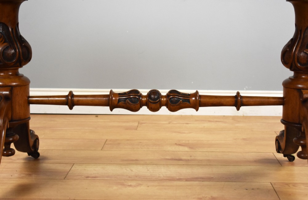 Victorian Burr Walnut Stretcher Table View V