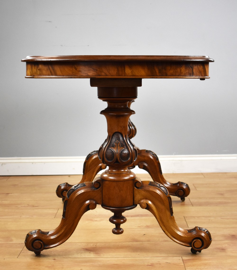 Victorian Burr Walnut Stretcher Table View VIII