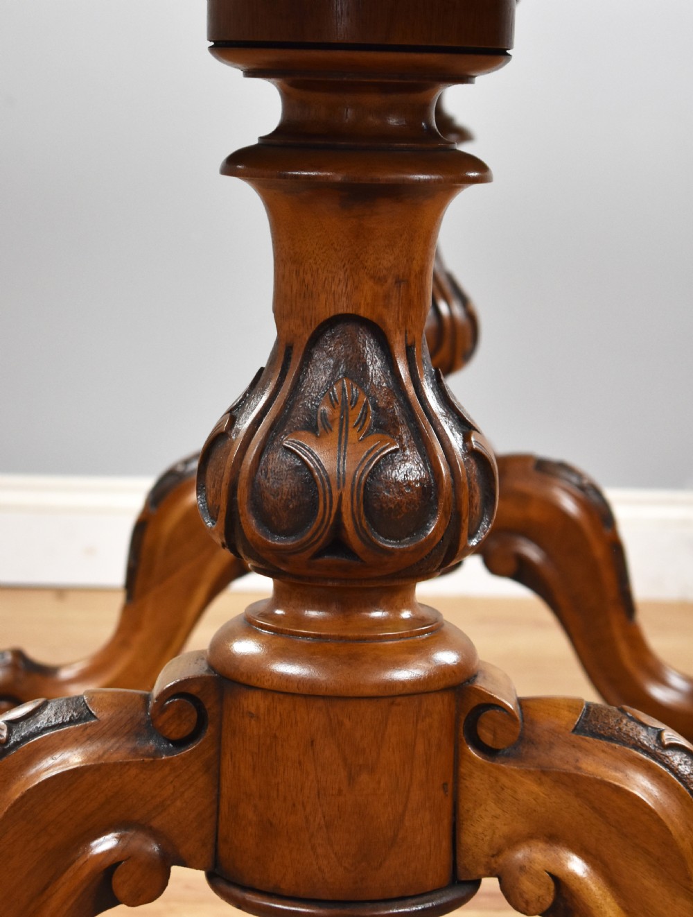 Victorian Burr Walnut Stretcher Table View IX