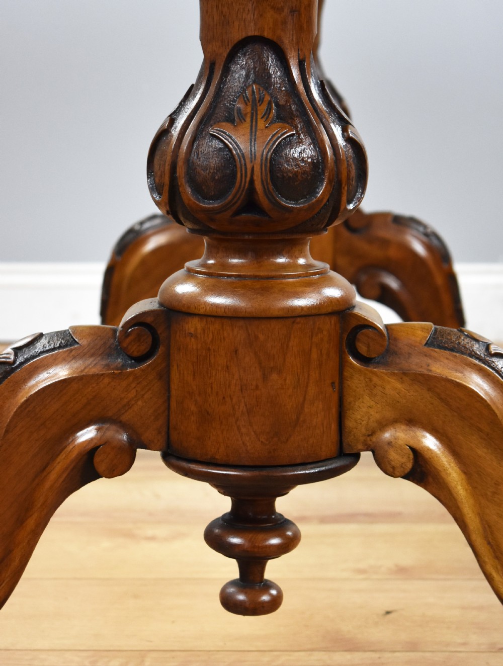 Victorian Burr Walnut Stretcher Table View X