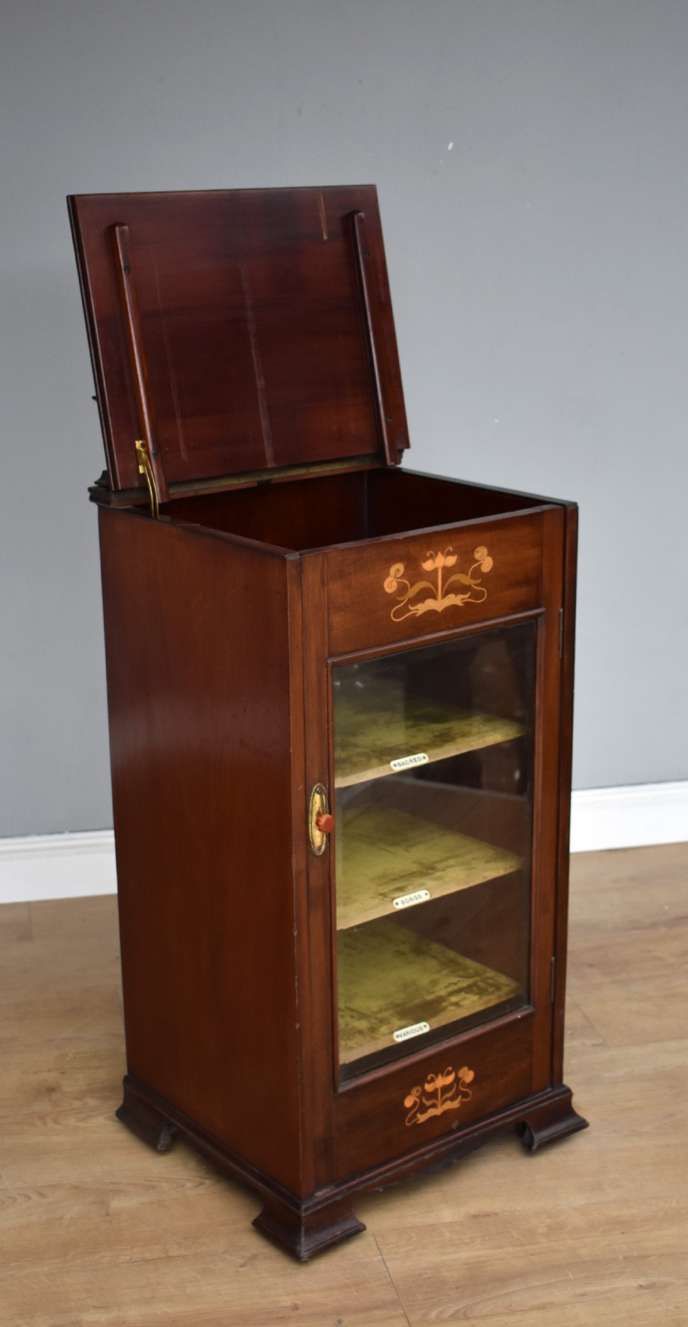 Victorian Mahogany Inlaid Art Nouveau Music Cabinet View V