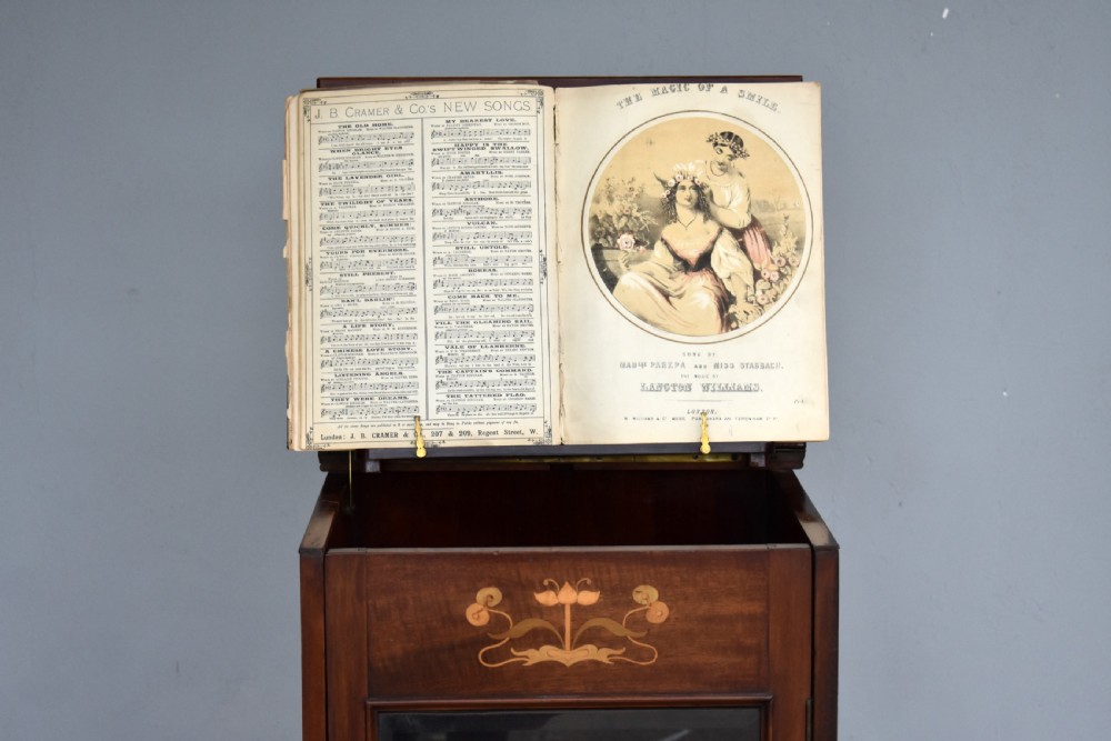 Victorian Mahogany Inlaid Art Nouveau Music Cabinet View XVII