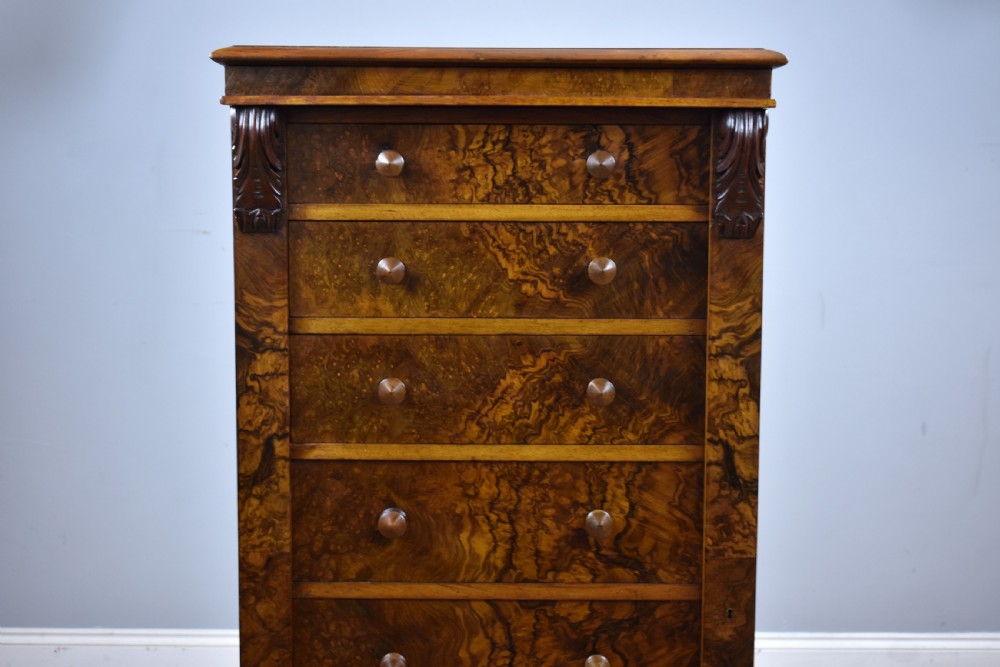 Victorian Burr Walnut Wellington Chest View VIII