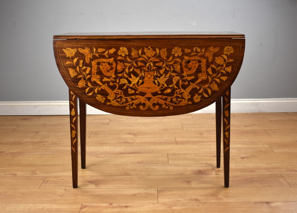 19th Century Dutch Marquetry Drop Leaf Table View IV