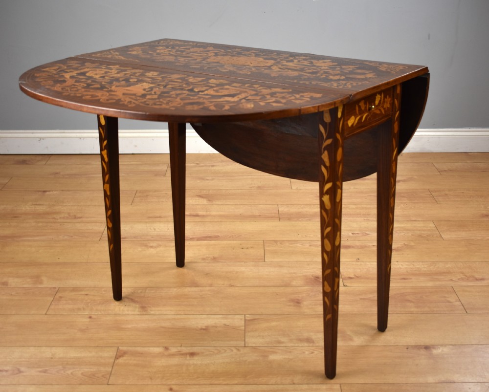 19th Century Dutch Marquetry Drop Leaf Table View V