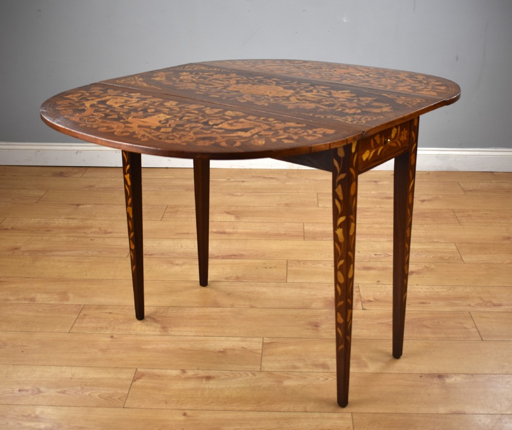 19th Century Dutch Marquetry Drop Leaf Table View VI