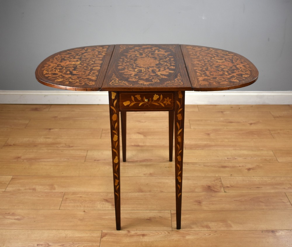 19th Century Dutch Marquetry Drop Leaf Table View VII
