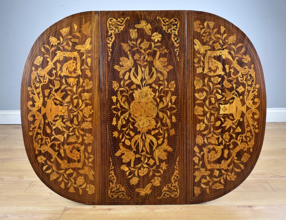 19th Century Dutch Marquetry Drop Leaf Table View VIII