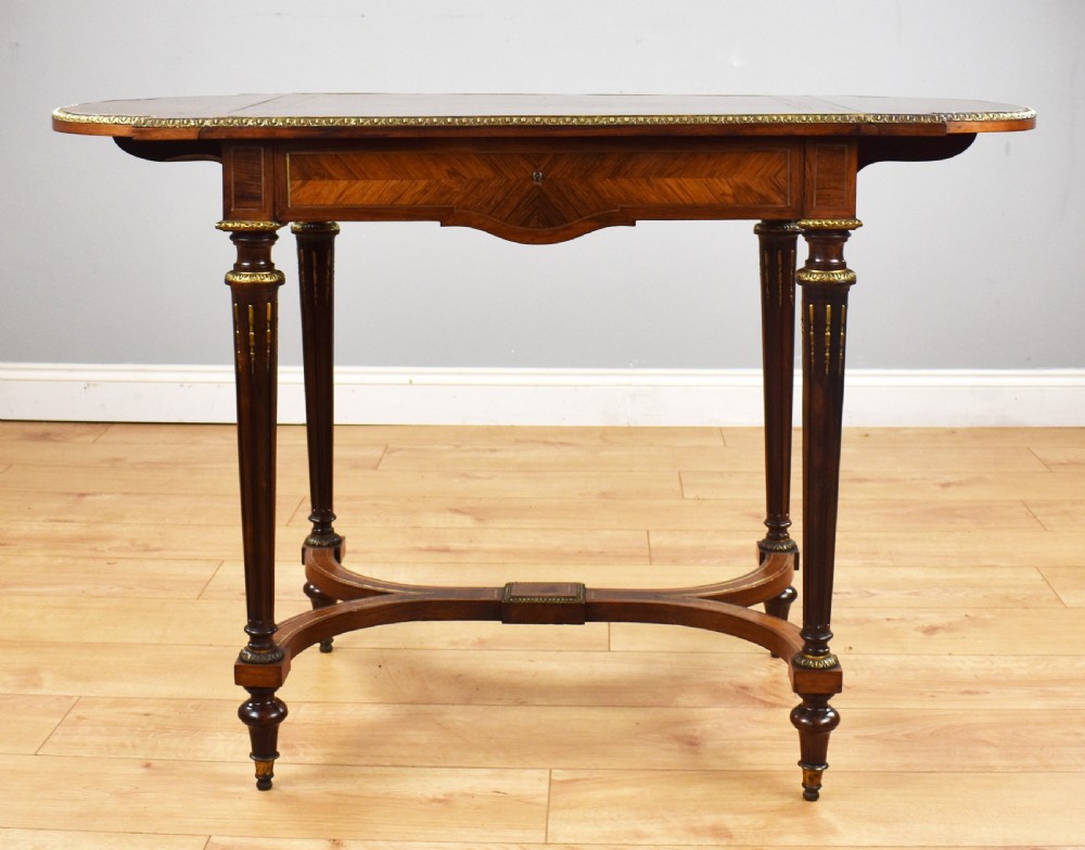 19th Century Rosewood & Brass Inlaid Drop Leaf Table  View III